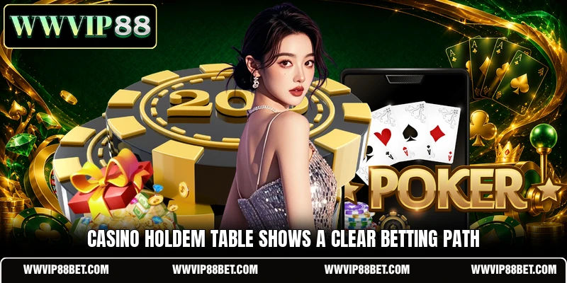 Casino Holdem table shows a clear betting path