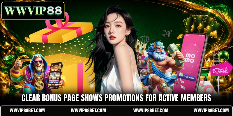 Clear bonus page shows Promotions for active members