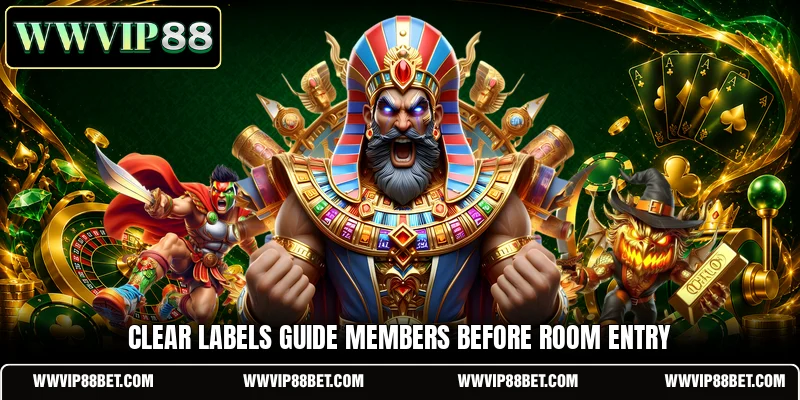 Clear labels guide members before room entry