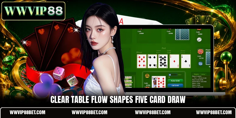 Clear table flow shapes Five Card Draw