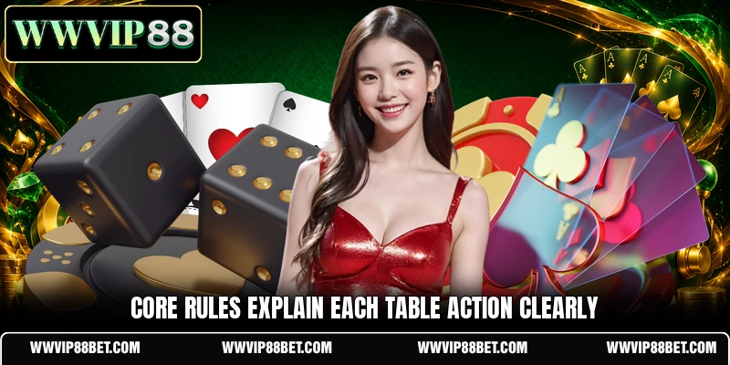 Core rules explain each table action clearly