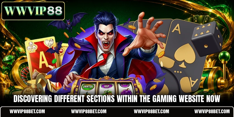 Discovering different sections within the gaming website now