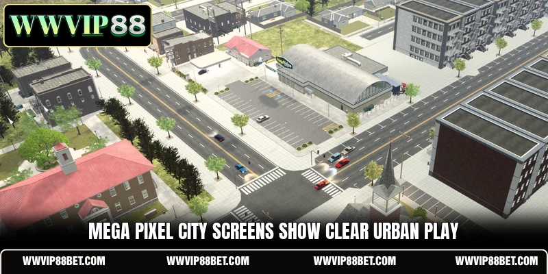 Mega pixel city screens show clear urban play