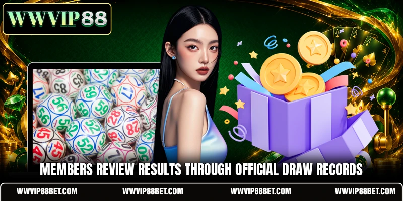 Members review results through official draw records
