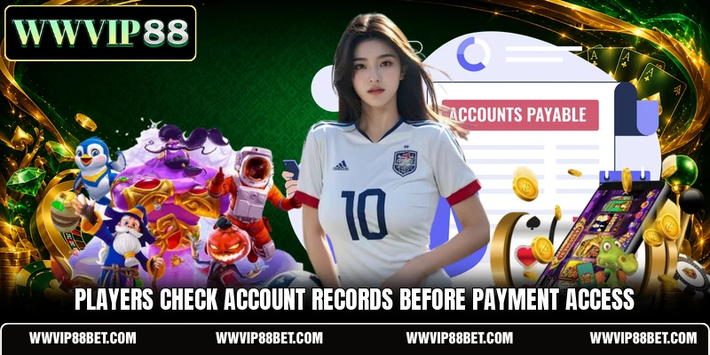 Players check account records before payment access