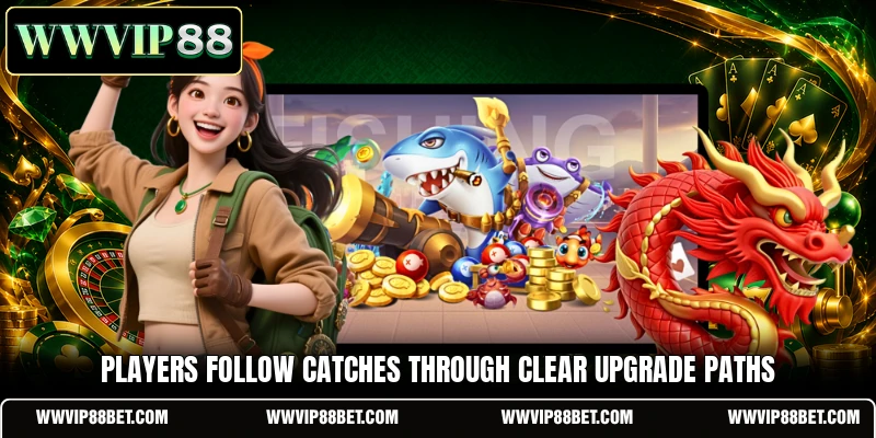 Players follow catches through clear upgrade paths