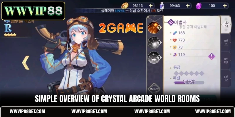 Simple overview of Crystal Arcade World rooms